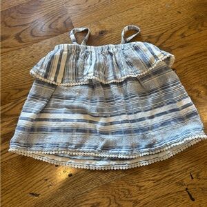 Tuckernuck Blue and White Striped Camisole with Ruffle Tiers